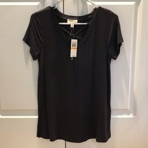 Dark Grey Criss Cross Top, NWT Size Small